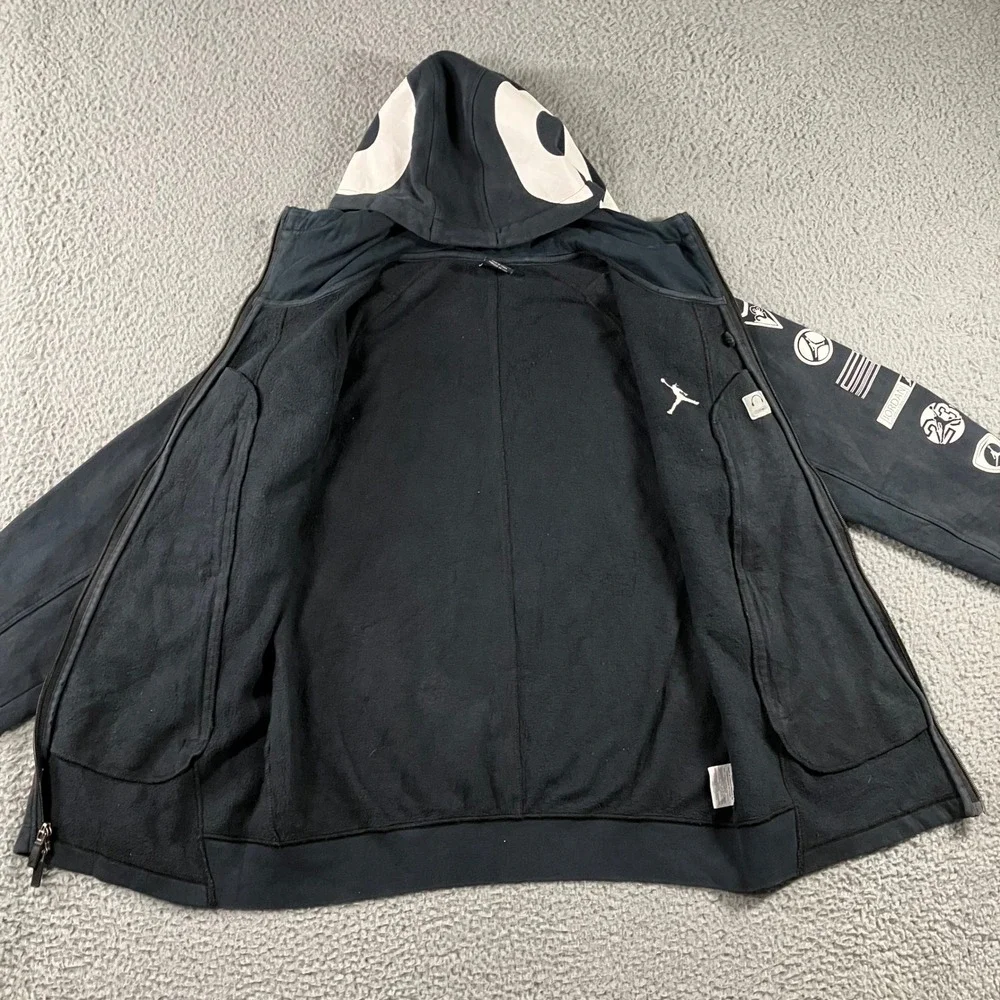 Jordan Full Zip Hoodie Men M Black‎ Graphic Sleeve Jumpman 23 Hood Hypebeast